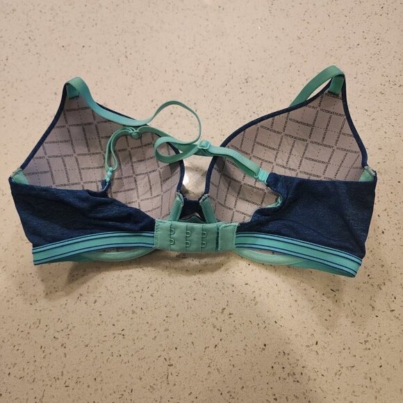 Victorias Secret Perfect Shape Bra 32D Underwire Padded Push Up Blue - Picture 2 of 3